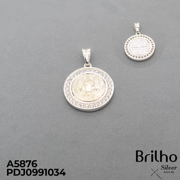 CDJ0776A DIJE MEDALLA SAN BENITO ORO PLATA