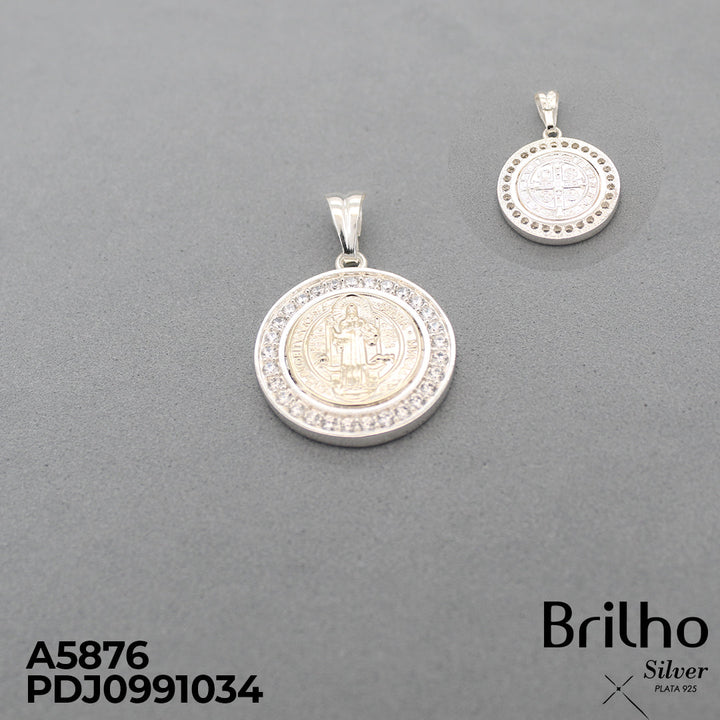 CDJ0776A DIJE MEDALLA SAN BENITO ORO PLATA