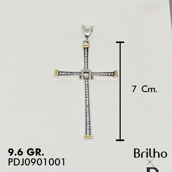 CDJ0664A DIJE CRUZ ENVEJECIDO ORO PLATA