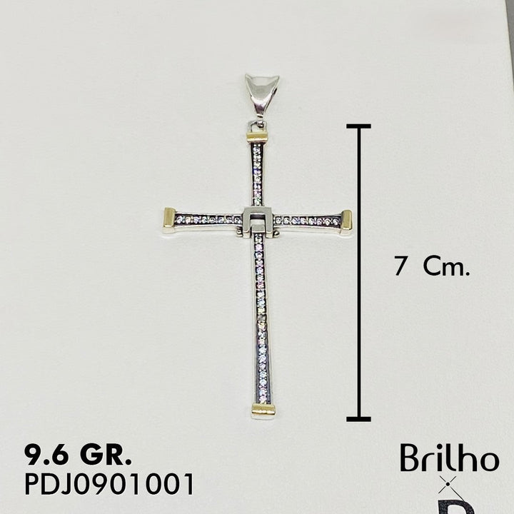 CDJ0664A DIJE CRUZ ENVEJECIDO ORO PLATA