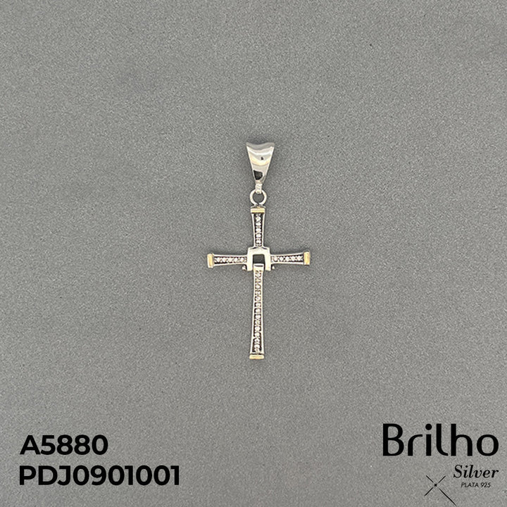 CDJ0660A DIJE CRUZ GRANDE DELGADA ENVEJECIDO