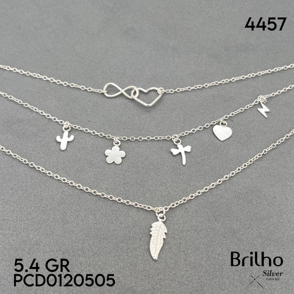 A6068 CADENA INFINITO, CORAZîN, FLOR Y PLUMA
