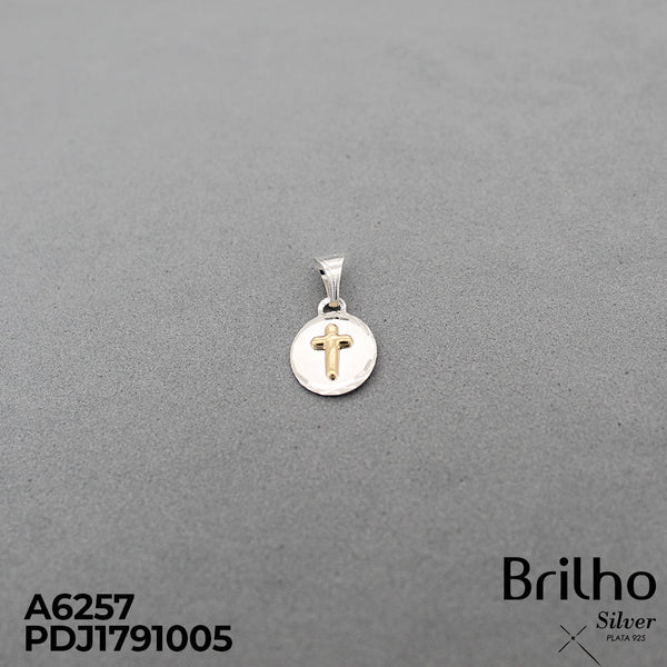 CDJ0738 DIJE CRUZ EN PLACA ORO PLATA