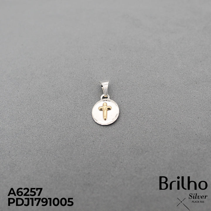 CDJ0738 DIJE CRUZ EN PLACA ORO PLATA