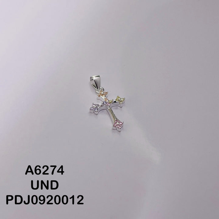 CDJ0397 DIJE CRUZ CIRCONES FORMAN FLOR