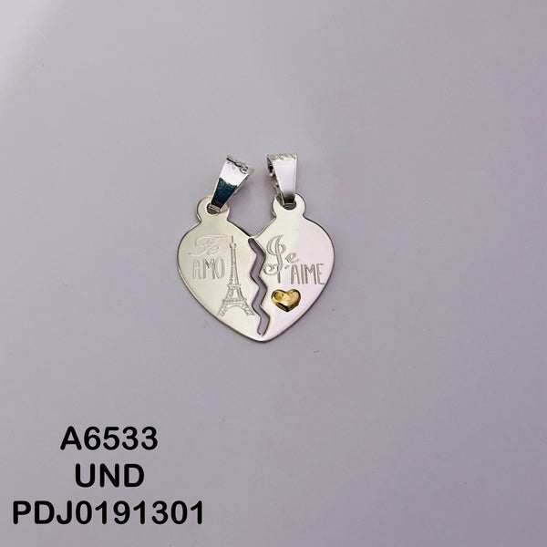 CDJ0445 DIJE CORAZON ORO PLATA TE AMO, TE AME