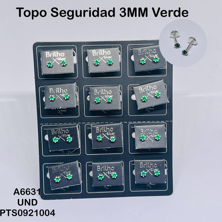 T27N418A TOPO SEGURIDAD CIRCîN 3MM REDONDO VERDE  X12