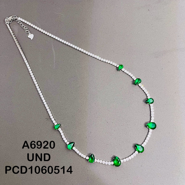 T19N291 CADENA TIPO TENNIS MICROCIRCONES CON GOTAS VERDES