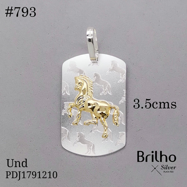 CDJ0793 DIJE CABALLO EN PLACA ORO PLATA