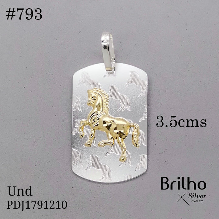 CDJ0793 DIJE CABALLO EN PLACA ORO PLATA