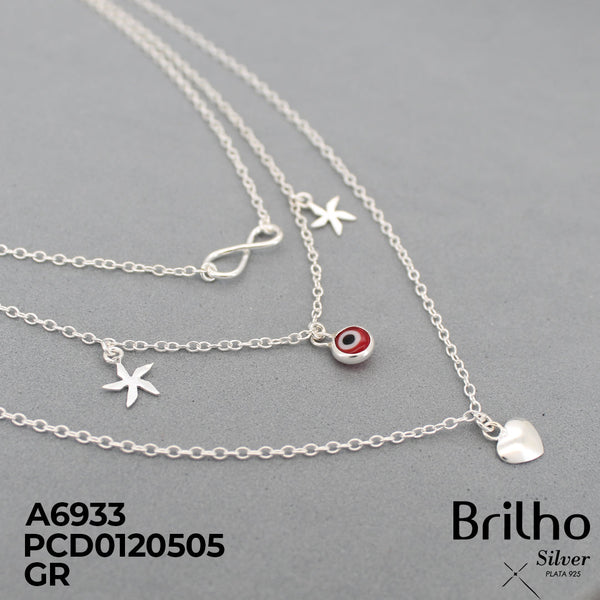 T19N305 CADENA TRES LASOS VARIOS DIJES