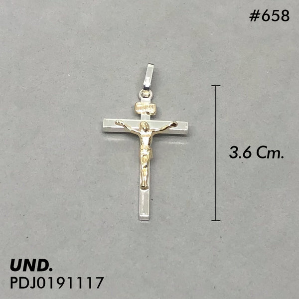 CDJ0658 DIJE CRISTO CUADRADO ORO PLATA