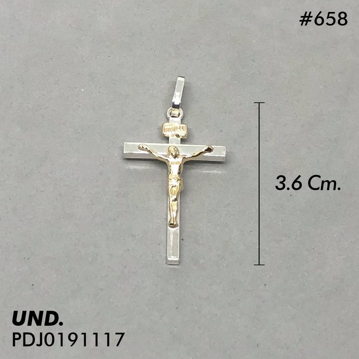 CDJ0658 DIJE CRISTO CUADRADO ORO PLATA