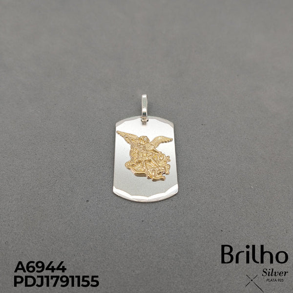 CDJ0649A DIJE PLACA ARCçNGEL SAN MIGUEL ORO PLATA