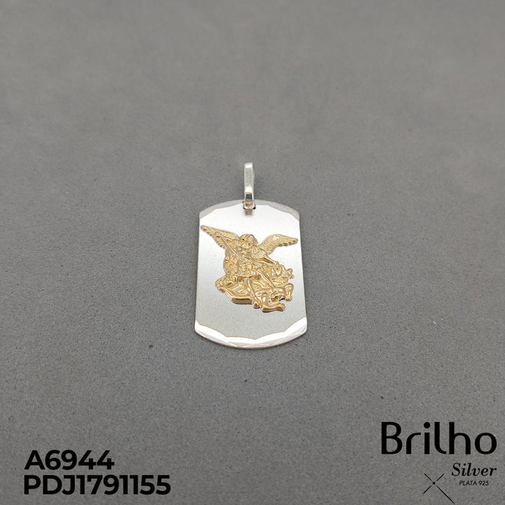 CDJ0649A DIJE PLACA ARCçNGEL SAN MIGUEL ORO PLATA