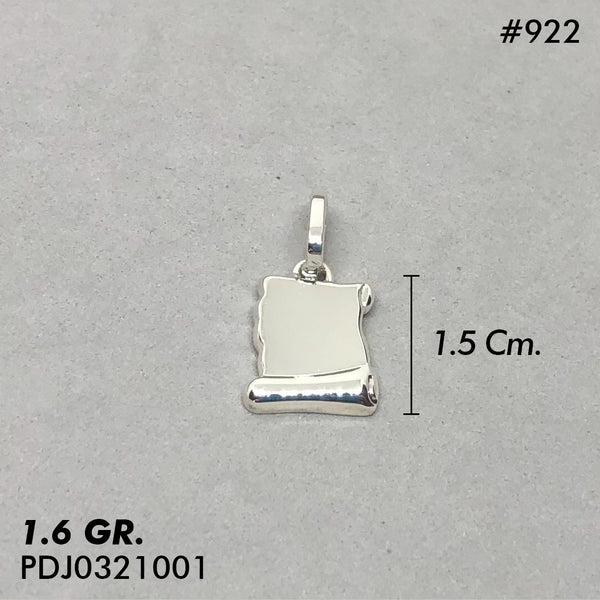 CDJ0922 DIJE PLACA PERGAMINO DIAMANTADO