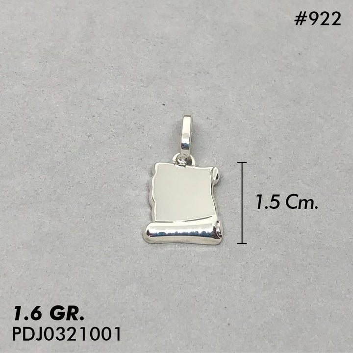 CDJ0922 DIJE PLACA PERGAMINO DIAMANTADO