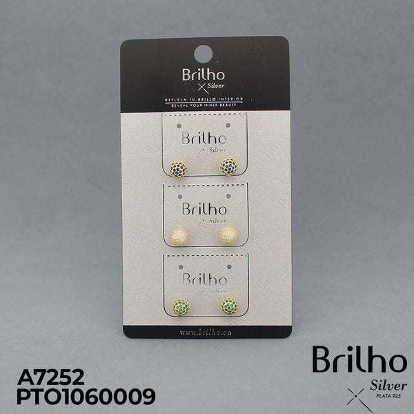 T3N023 TOPO BOLA ORO PLATA MICROCIRCON X3