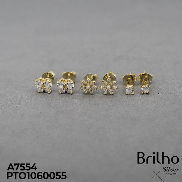 T27N436 TOPO TRIO  MARIPOSA, FLOR , CIRCON