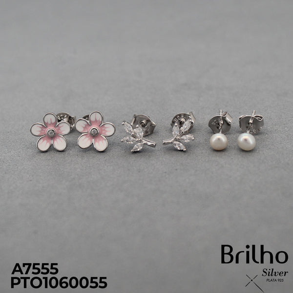 T27N434 TOPO TRIO FLOR, HOJA, PERLA