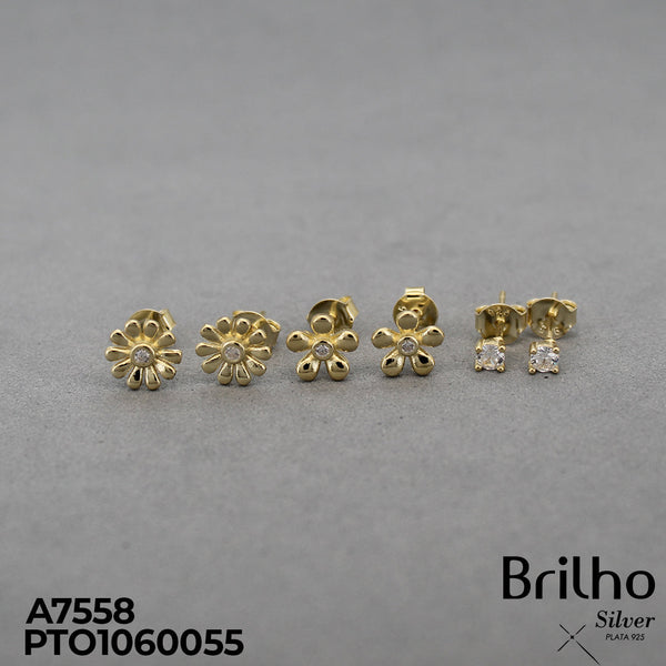 T27N435 TOPO TRIO FLORES ORO PLATA