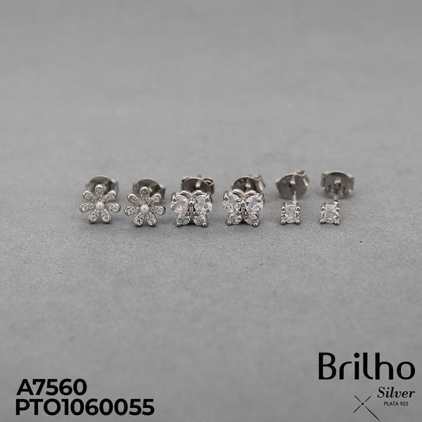 DES0046 TOPO TRêO FLOR Y MARIPOSA RODIO