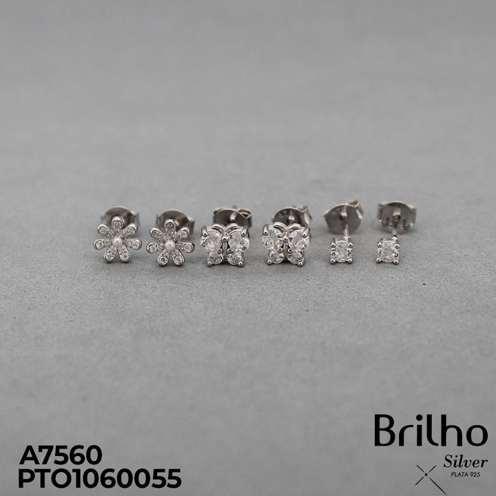 DES0046 TOPO TRêO FLOR Y MARIPOSA RODIO