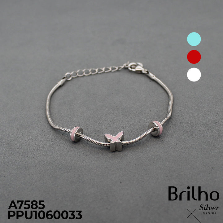 T8N322 PULSERA TIPO PANDORA MARIPOSA