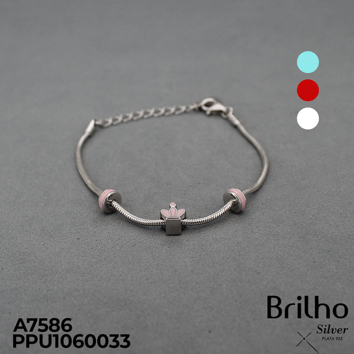 T8N326 PULSERA TIPO PANDORA CORONA