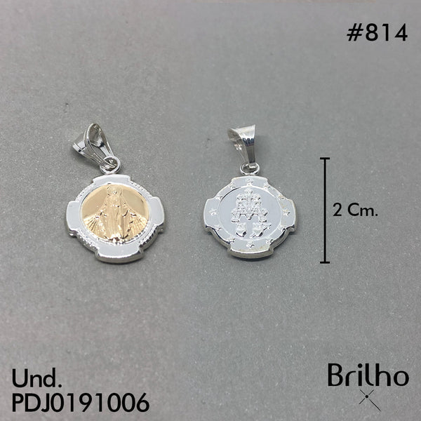CDJ0814 DIJE VIRGEN MILAGROSA REDONDO ORO PLATA