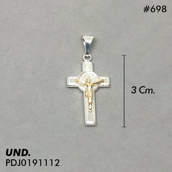 CDJ0698 DIJE CRUZ SAN BENITO ORO PLATA