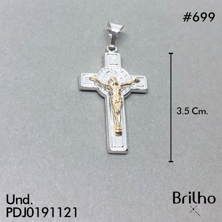 CDJ0699 DIJE CRUZ SAN BENITO ORO PLATA
