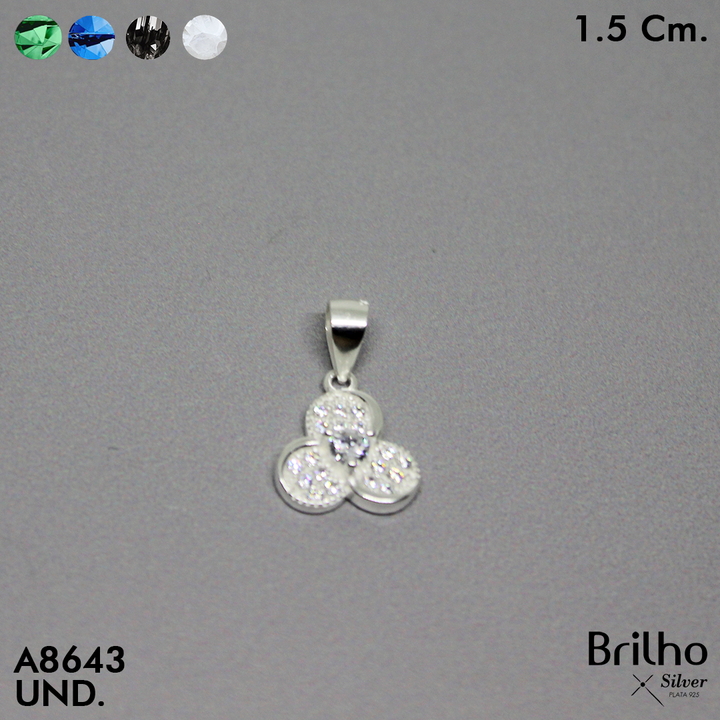 CDJ0025 DIJE FLOR TRES  PETALOS MICROCIRCON