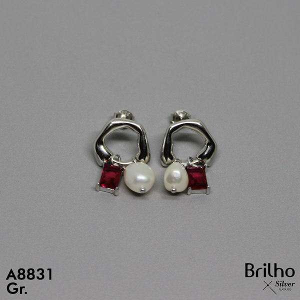 CAJ55 TOPO PERLA Y CIRCîN CUADRADO