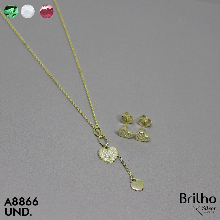 DES0157 JUEGO CORAZîN MICROCIRCONES BA„O EN ORO