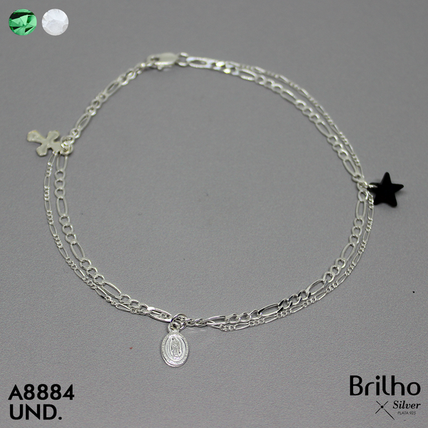 T7N142 TOBILLERA GUADALUPE, CRUZ Y ESTRELLA EN CIRCîN