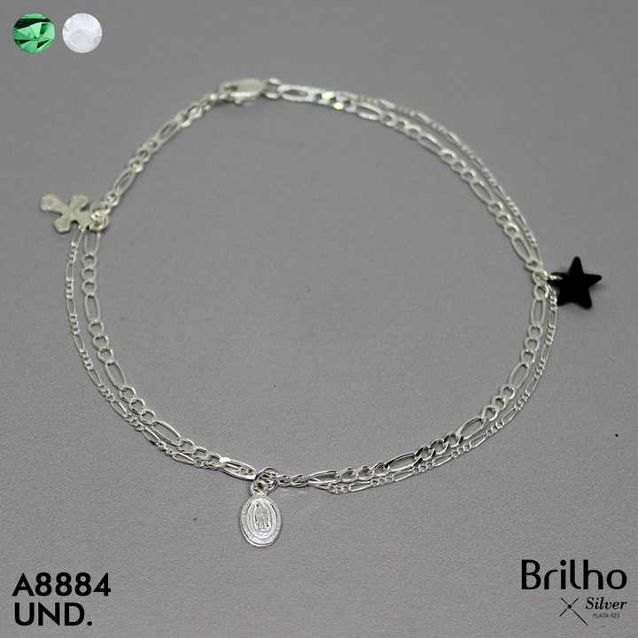 T7N142 TOBILLERA GUADALUPE, CRUZ Y ESTRELLA EN CIRCîN