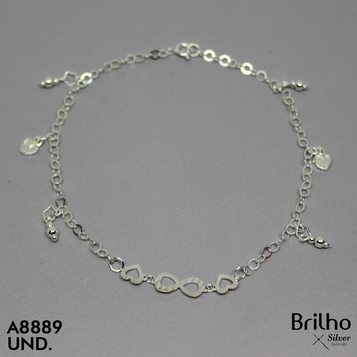 T7N074 TOBILLERA INFINITO Y CORAZONES