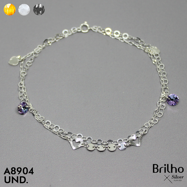 T7N056 TOBILLERA CIRCONES Y CORAZONES
