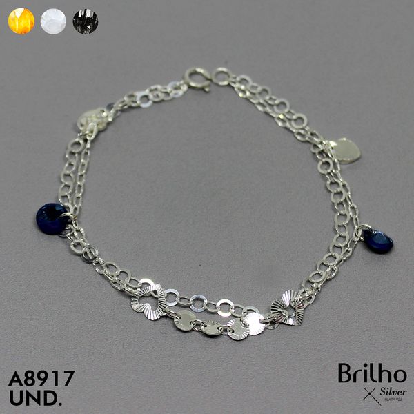 T8N372 PULSERA TEJIDO DOBLE CORAZONES