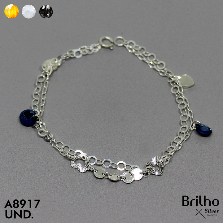 T8N372 PULSERA TEJIDO DOBLE CORAZONES