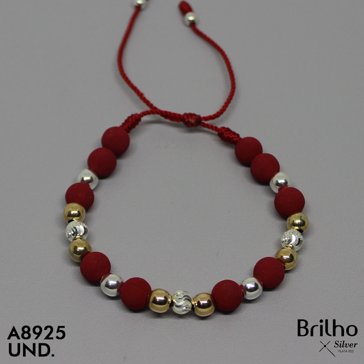 T28N588 PULSERA NEOPRENO Y BALINES ORO PLATA