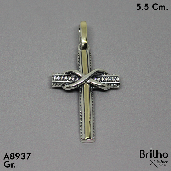 CDJ0377   DIJE CRUZ ENVEJECIDA ORO PLATA