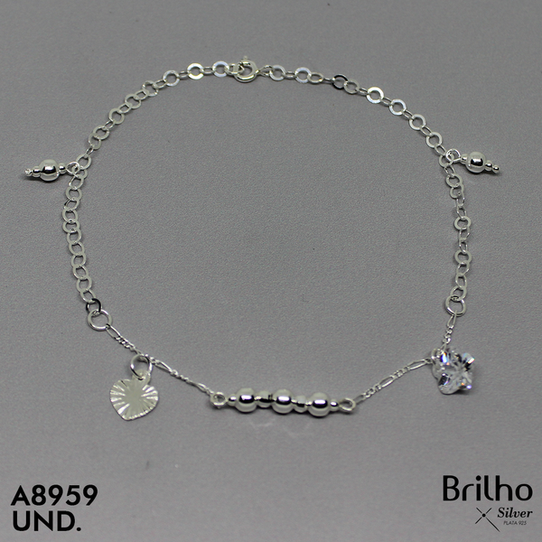 T7N019 TOBILLERA CORAZîN Y ESTRELLA EN CIRCîN