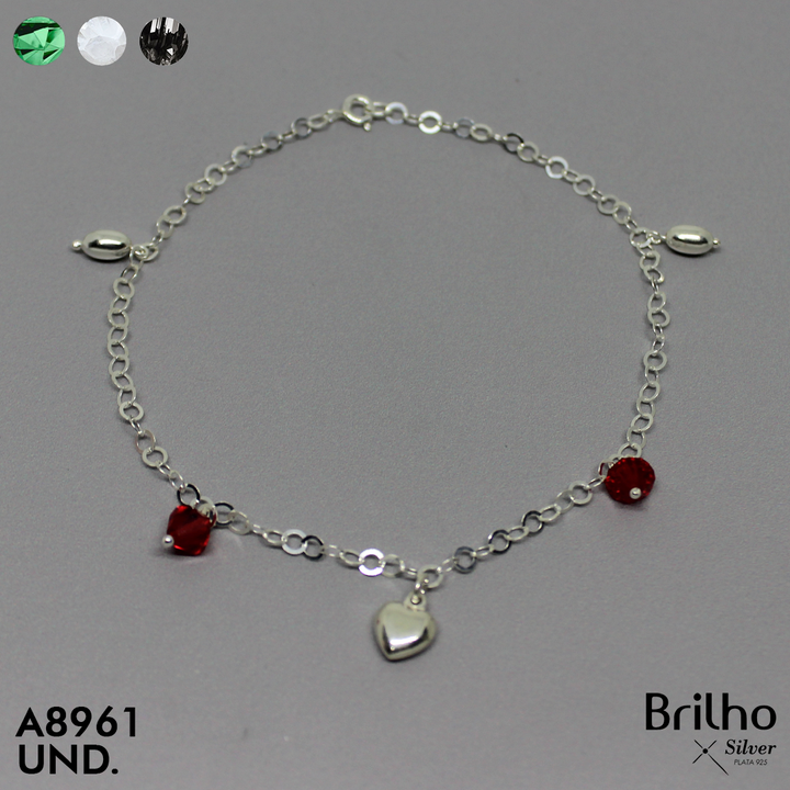 T7N025 TOBILLERA BALêN ARROZ Y CORAZONES