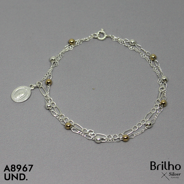 T8N305 PULSERA BALINES ORO PLATA Y GUADALUPE