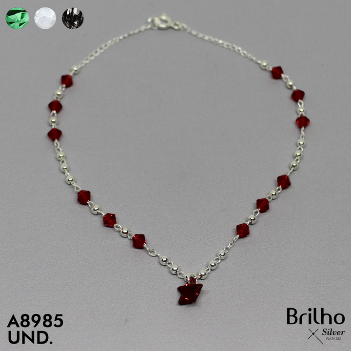 T7N149 TOBILLERA MURANO, BALINES MINI Y ESTRELLA