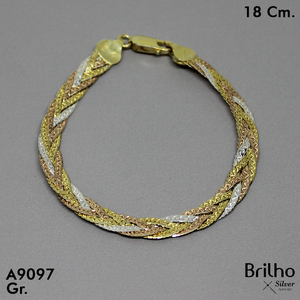 CPU1514 PULSERA TRENZA TRES OROS 18CM
