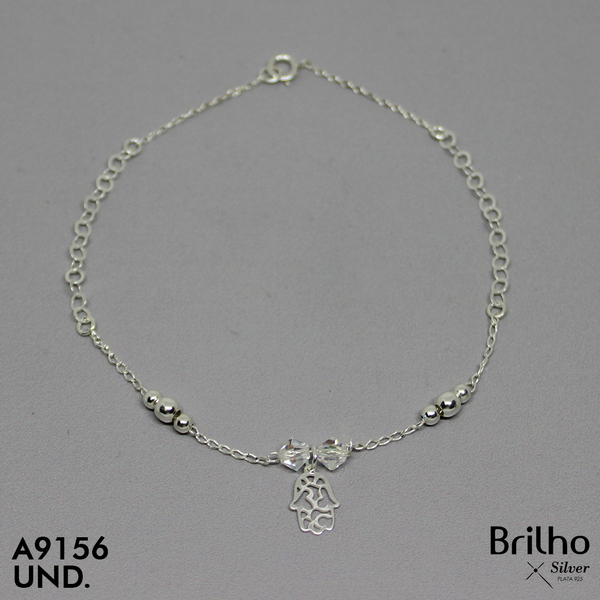 T7N067 TOBILLERA BALIN DIJE MANO HAMSA