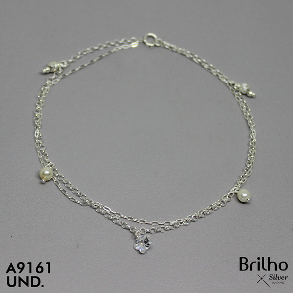 T7N134 TOBILLERA PERLA , BALIN , CIRCON